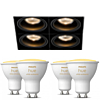 Modular Mini-Multiple Recessed Trimless Adjustable Zwart 4x GU10 Hue White Ambiance